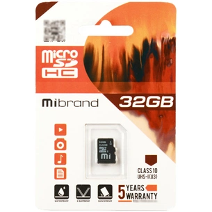 Карта пам'яті Mibrand 32GB microSD class 10 UHS-I U3 (MICDHU3/32GB) зображення 1