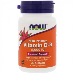 Вітамін Now Foods Вітамін D-3 2000IU, 30 желатинових капсул (NOW-00355) зображення 1