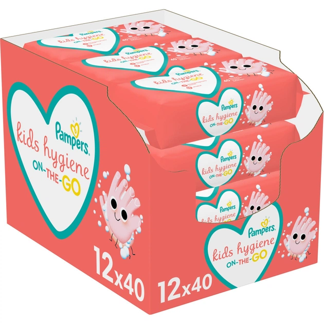 Дитячі вологі серветки Pampers Kids Hygiene On-the-go 12х40 шт. (8006540222324) - изображение 1