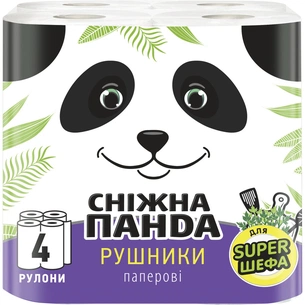 Паперові рушники Сніжна Панда 2 шари 4 рулони (4823019009071) зображення 1