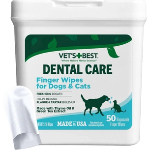 Вологі серветки для тварин Vet's Best Для догляду за ротовою порожниною 50 шт (0031658000012) зображення 1