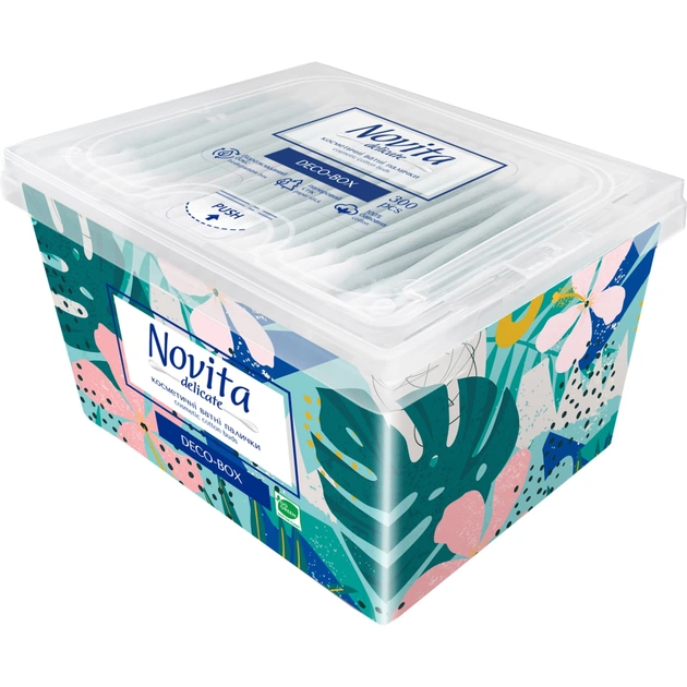 Ватні палички Novita Delicate Deco-box у квадратній коробці 300 шт. (4823071643909) - изображение 3