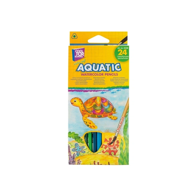 Олівці кольорові Cool For School Aquatic Extra Soft акварельні, з пензлем 24 кольора (CF15158) - зображення 1