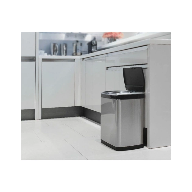 Контейнер для сміття JAH сенсорний прямокутний з вн. відром срібний металік 30 л (6396) - зображення 4