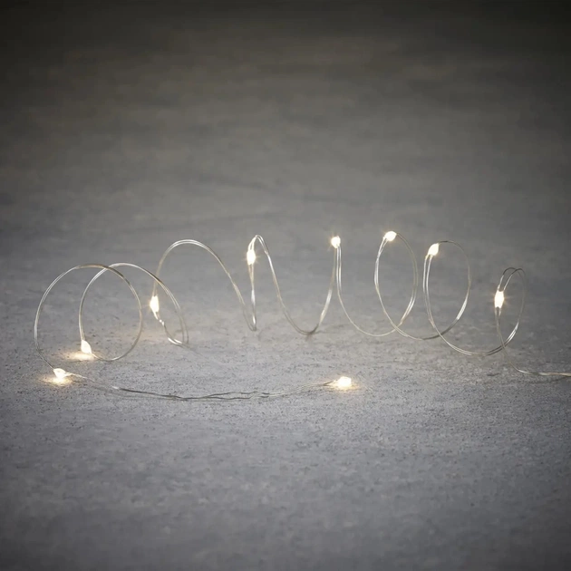 Гирлянда Luca Lighting струна, 3 м, класична біла, 30 LED 3AA, дисплей+таймер (8718861694093) - изображение 1