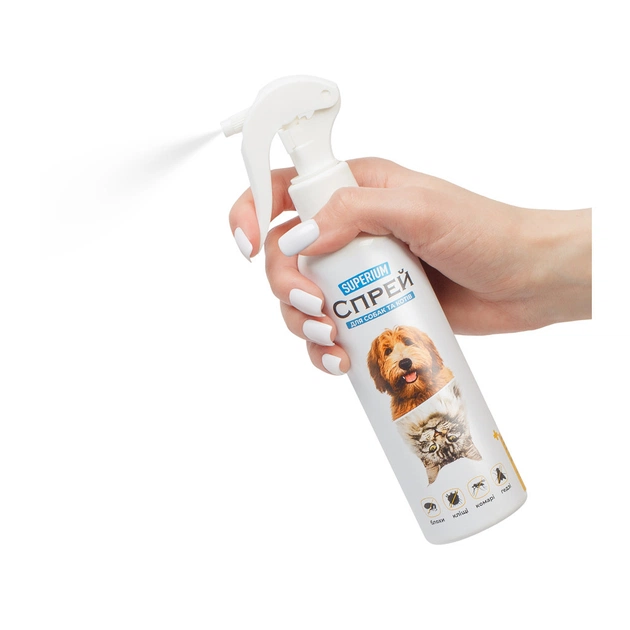 Спрей для тварин Superium від бліх, кліщів, комарів та ґедзів для котів та собак 200 мл (9155) - picture 2