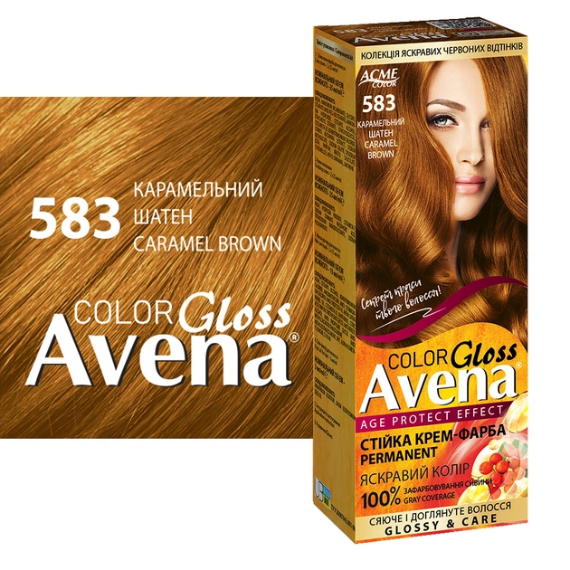 Фарба для волосся Acme Color Avena Gloss Color Стійка 583 - Карамельний шатен (4823115502629) - picture 3