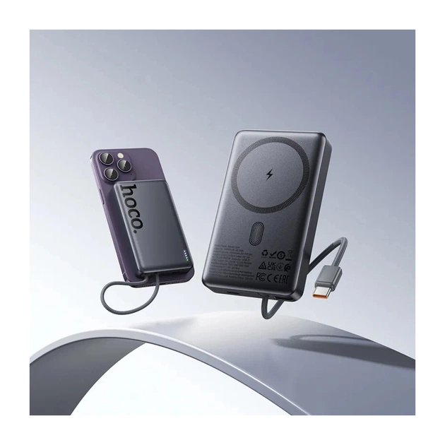Батарея універсальна HOCO 10000 mAh Origen Dual PD/20W Magnetic with cable Type-C Metal Gray (Q44 / 714983) - зображення 10