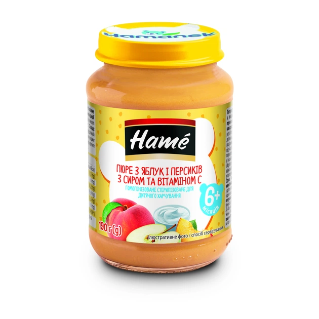 Дитяче пюре Hame Яблуко та персик 190 г (8595139703806) - изображение 1