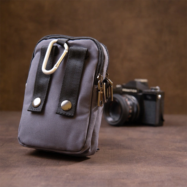 Сумка Vintage На пояс нейлон Серая (20646) - изображение 9