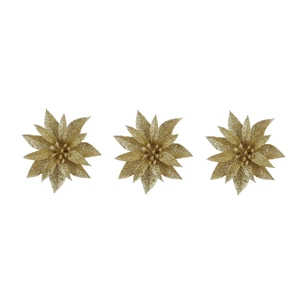 Ялинкова іграшка House Of Seasons Квітка декоративна на кліпсі золота H&S 10 см 3 шт (8720362230809) picture 1