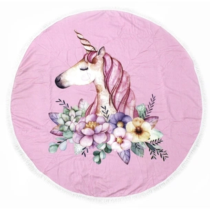 Рушник MirSon пляжний №5076 Summer Time Pink Unicorn Girl 150x150 см (2200003947847) зображення 1