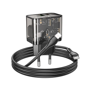 Зарядний пристрій HOCO N34 Dazzling dual-port Black (6931474799173) зображення 1