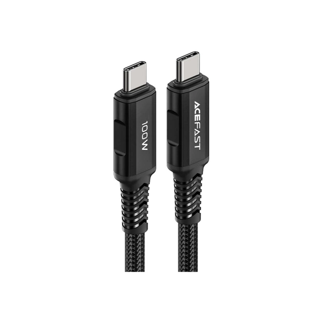Дата кабель USB-C to USB-C 2.0m 5A 100W nylon black Acefast (AFC4-03B) - изображение 1