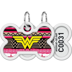 Адресник для тварин WAUDOG Smart ID з QR паспортом "Чудо жінка 4", кістка 40х28 мм (0640-1019) зображення 1