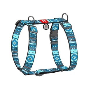 Шлея для собак WAUDOG Nylon анатомічна H-подібна з QR-паспортом "Етно синій" пластиковий фастекс XL (323-0131) зображення 1