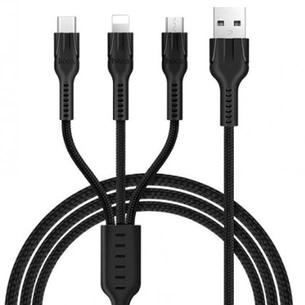 Кабель Hoco U31 Benay 3in1 USB - Lightning/micro USB/USB-C, 1.2 м, Black (K17892) зображення 1