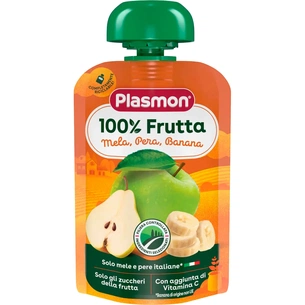 Дитяче пюре Plasmon Яблуко, груша, банан 100 г (1136124) зображення 1