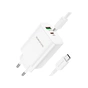 Зарядний пристрій BOROFONE BN10 Sunlight 1xUSB-C PD65W + 1xUSB-A + cable USB-C to USB-C White (6974443388206) - зменшене зображення 2