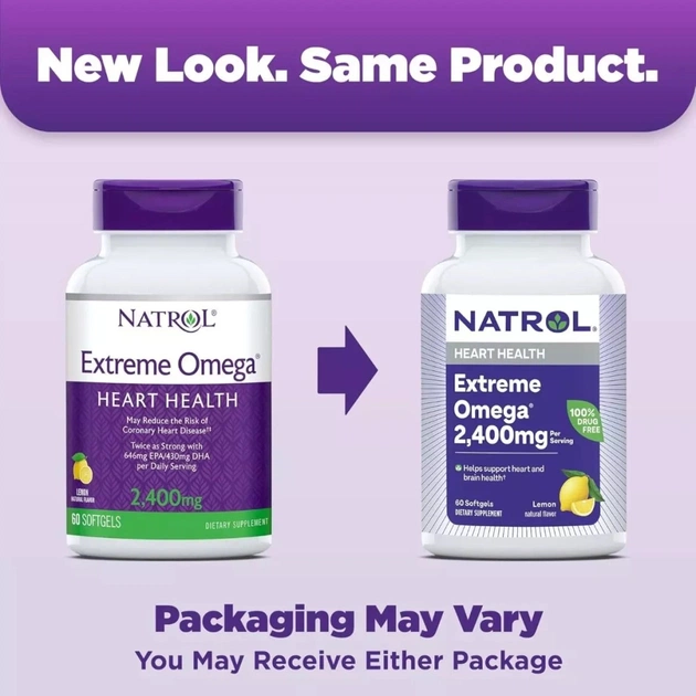 Вітамінно-мінеральний комплекс Natrol Омега-3, 2400 мг, смак лимона, Extreme Omega, 60 капсул (NTL-04510) - зображення 3