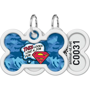 Адресник для тварин WAUDOG Smart ID з QR паспортом "Робота для Супермена", кістка 40х28 мм (0640-1016) зображення 1