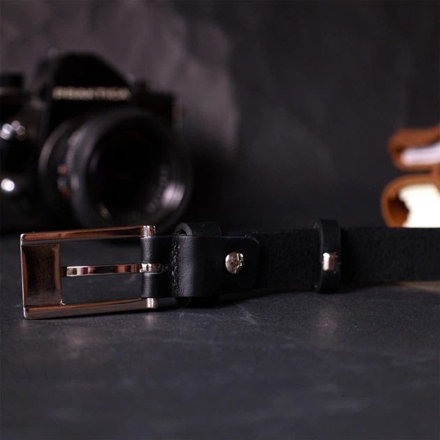 Ремінь Grande Pelle Тонкий жіночий шкіряний Чорний (11673) - зображення 9