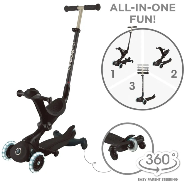 Самокат Globber Go Up Deluxe Lights 5 в 1 колеса з підсвіткою Чорний (646-720-2) - picture 9
