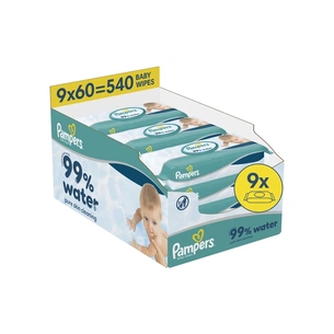 Дитячі вологі серветки Pampers 99 Water 60 шт х 9 пачок (540 шт) (8006530116459) зображення 1