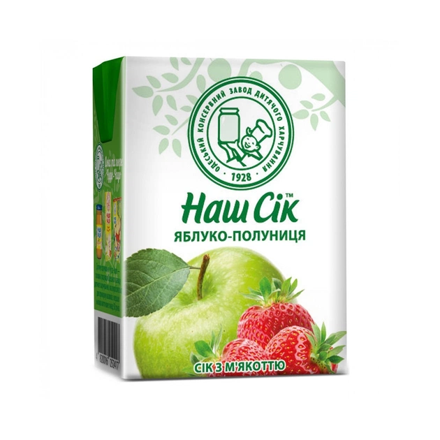 Сік дитячий Наш Сік Яблучно-полуничний 200 мл (4820016250833) - picture 1