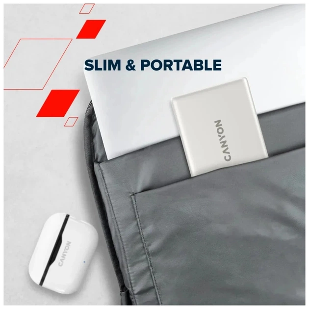 Батарея універсальна Canyon 10000mAh OnPower 511 PD20W Magnetic wireless MagSafe Grey (CNS-CPB511G) - зображення 10