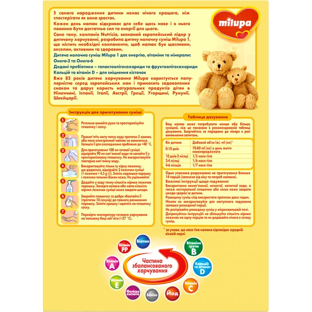 Дитяча суміш Milupa 1 молочна 350 гр (5900852025488) - picture 4