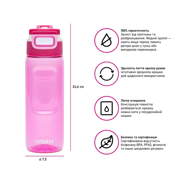 Пляшка для води Kambukka Elton 750 мл фуксія (11-03044) - picture 3