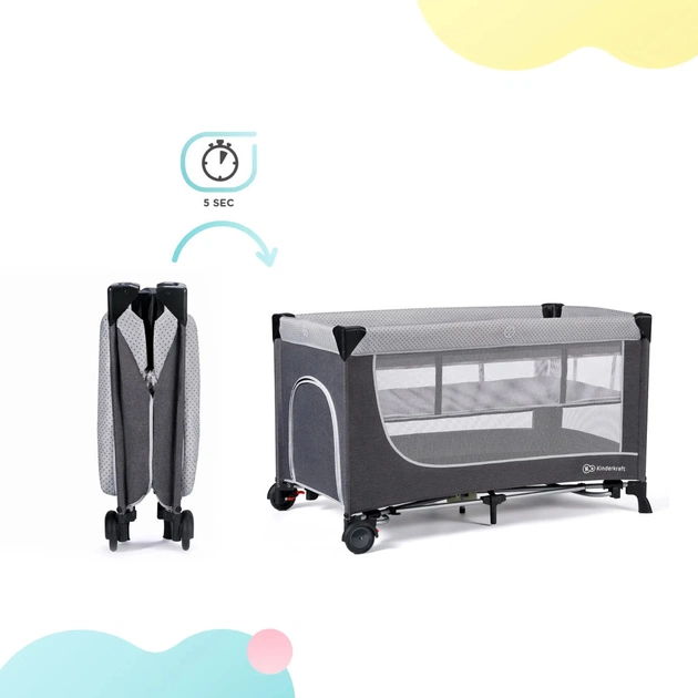 Ліжечко Kinderkraft манеж Leody Grey (5902533917990) - изображение 7