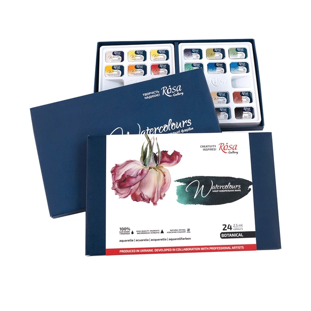Акварельні фарби Rosa Gallery Bontanical, 24 кольри по 2,5 мл (4823098541134) - picture 5