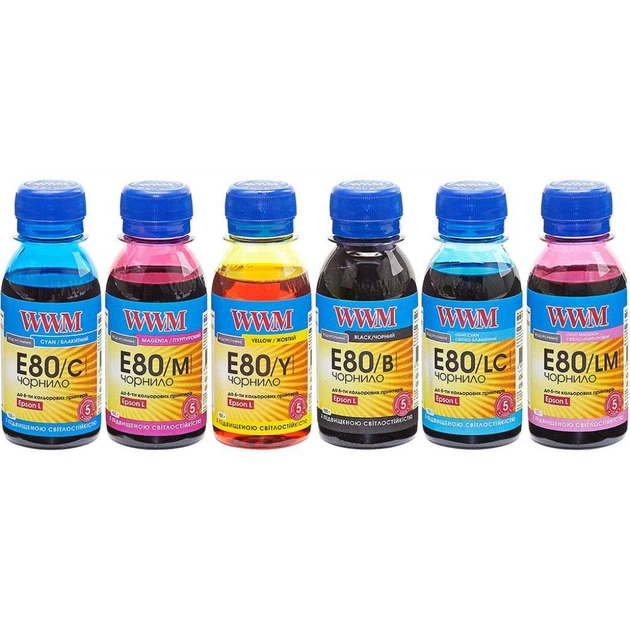 Чернила WWM EPSON L800 B/Y/M/LM/LC 6х100г (E80SET-2) - изображение 1