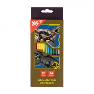 Олівці кольорові Yes Jurassic World (хакі) двосторонні 12 шт. 24 кол (290748) зображення 1
