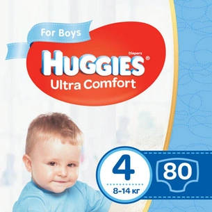 Підгузки Huggies Ultra Comfort 4 (8-14 кг) Giga для хлопчиків 80 шт (5029053543673) зображення 1