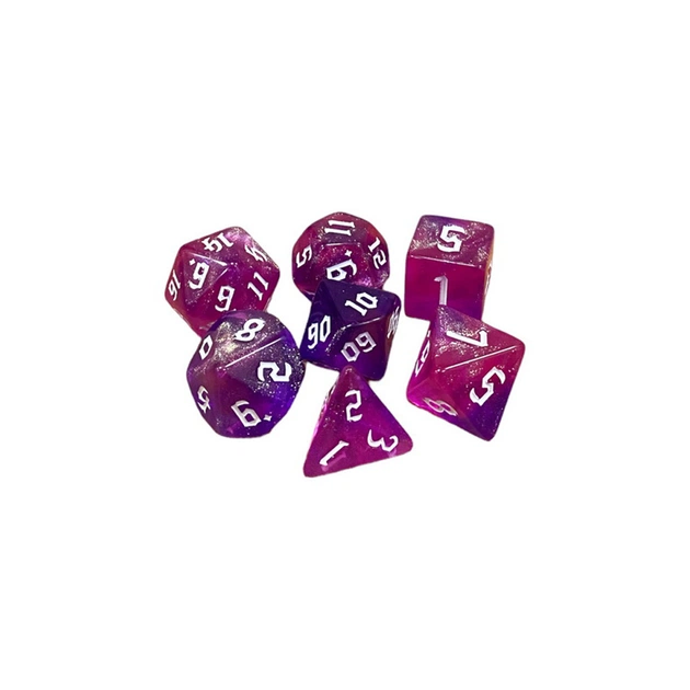 Набір кубиків для настільних ігор Games 7 Days Double Glitter 7 Dice Set - Pink-Purple (g7dglitdc03) - picture 1