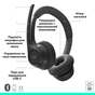 Навушники Logitech Zone 305 for Business Wireless/Bluetooth UC Black (981-001453) - зменшене зображення 5