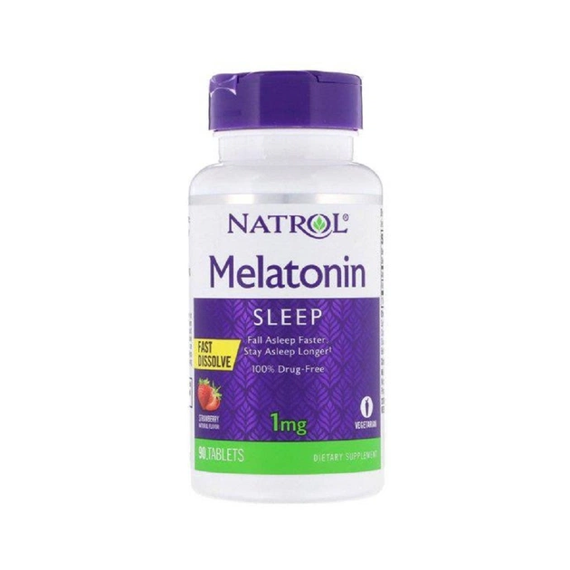 Амінокислота Natrol Мелатонін, 1 мг, смак полуниці, Melatonin, Fast Dissolve, 90 таблеток (NTL-06324) - зображення 1