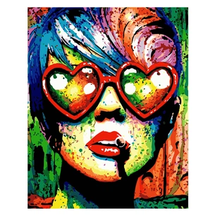 Картина по номерам Strateg Поп-арт дівчина в окулярах VA-1752 40х50 см (4820220564252) зображення 1