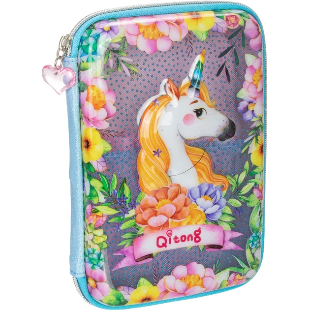 Пенал Cool For School з віконцем 1 відділення з органайзером блакитний (QT-5750-Blue) - зображення 1