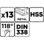 Набор сверл Graphite по металлу, HSS, 2–8мм, кейс, 13шт (54T935) - уменьшенное изображение 2