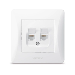Комп'ютерна розетка Videx BINERA CAT6+CAT6 (VF-BNSK2PC6-W) изображение 1