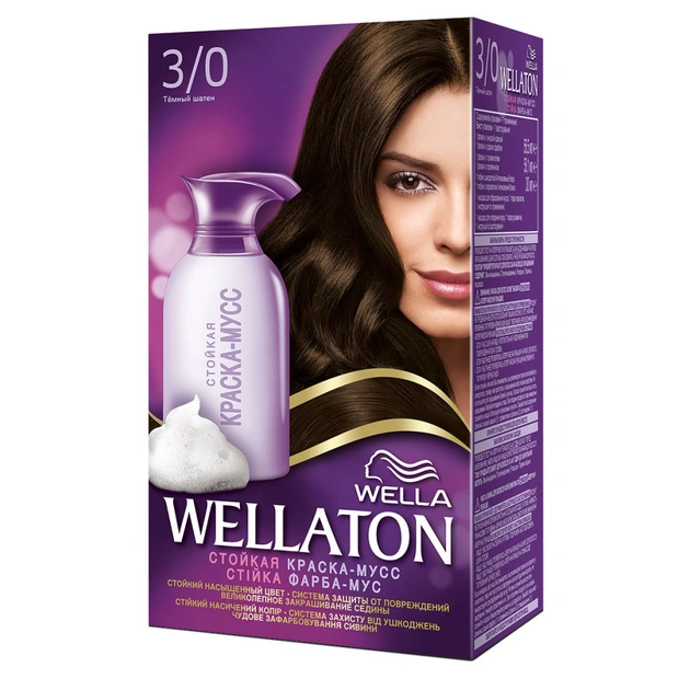 Фарба-мус для волосся Wellaton стойкая 3/0 Темный Шатен (4056800997794) - изображение 1