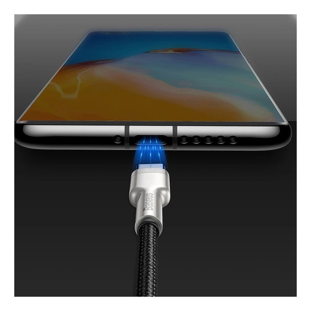 Дата кабель USB 3.1 AM to USB-C 0.25m 6.0A 66W Cafule Series Metal Black Baseus (CAKF000001) - picture 11