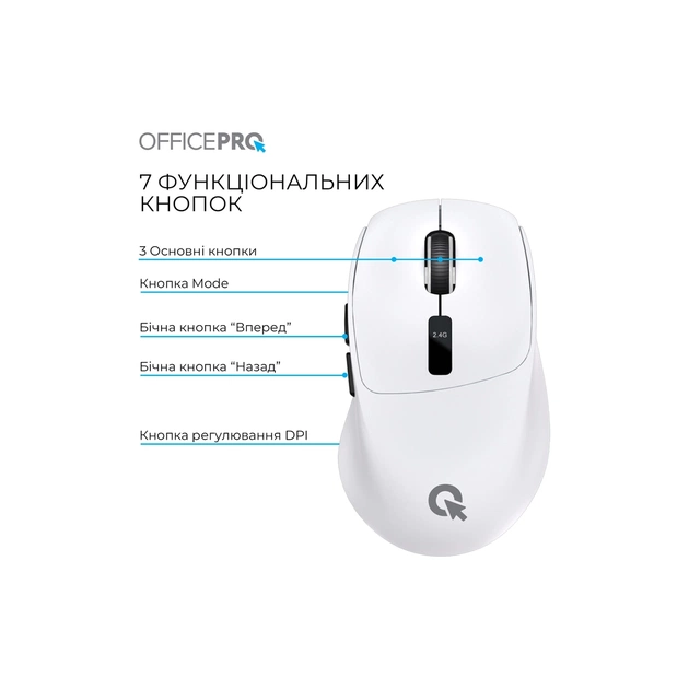 Мишка OfficePro M398W Wireless/Bluetooth White (M398W) - picture 5