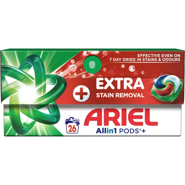 Капсули для прання Ariel Pods+ All-in-1 Extra Stain Removal Екстрасила виведення плям 26 шт. (8700216765305) - picture 1