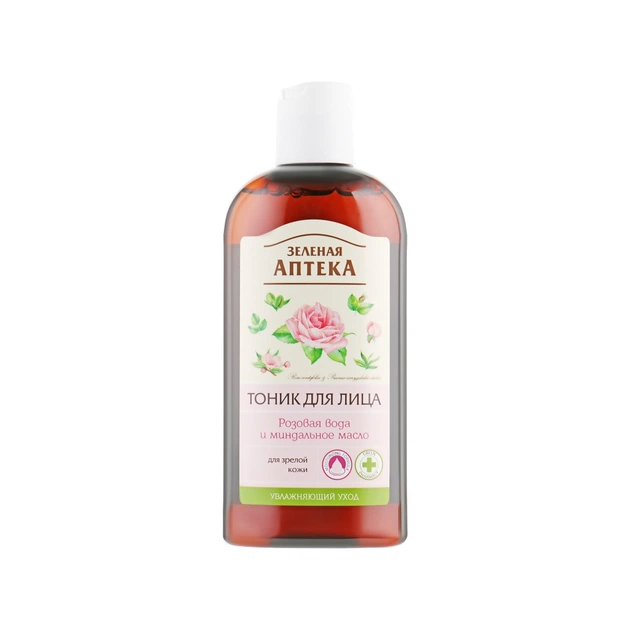 Тонік для обличчя Green Pharmacy Рожева вода та мигдальна олія 200 мл (4823015929694) - picture 1