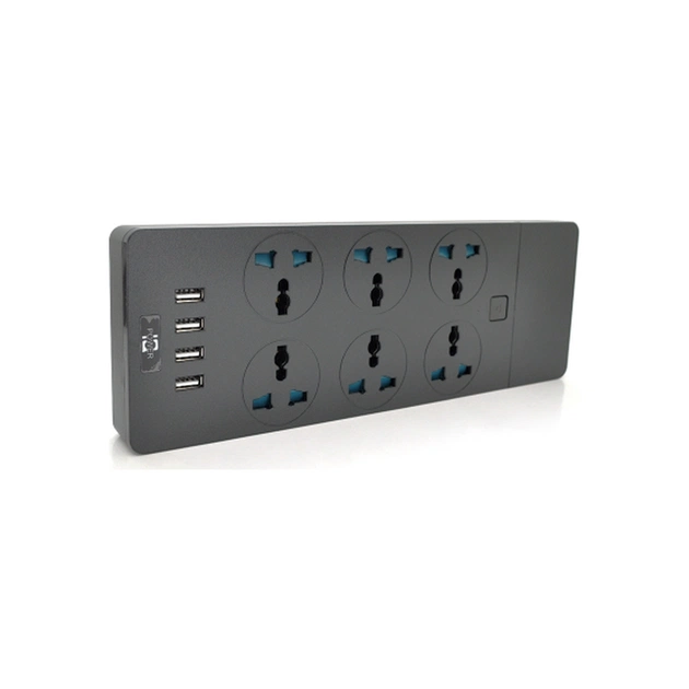 Мережевий фільтр живлення Voltronic TВ-Т12, 6роз, 4*USB Black (ТВ-Т12-Black) - зображення 1